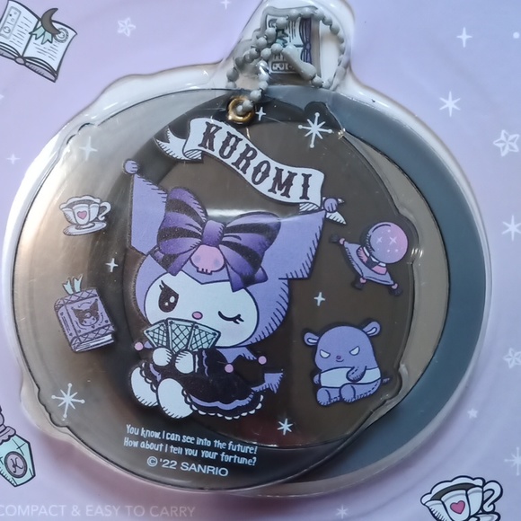 Sanrio Miniso Kuromi Portable Compact Mirror Keychain Bag Clip - Picture 2 of 5